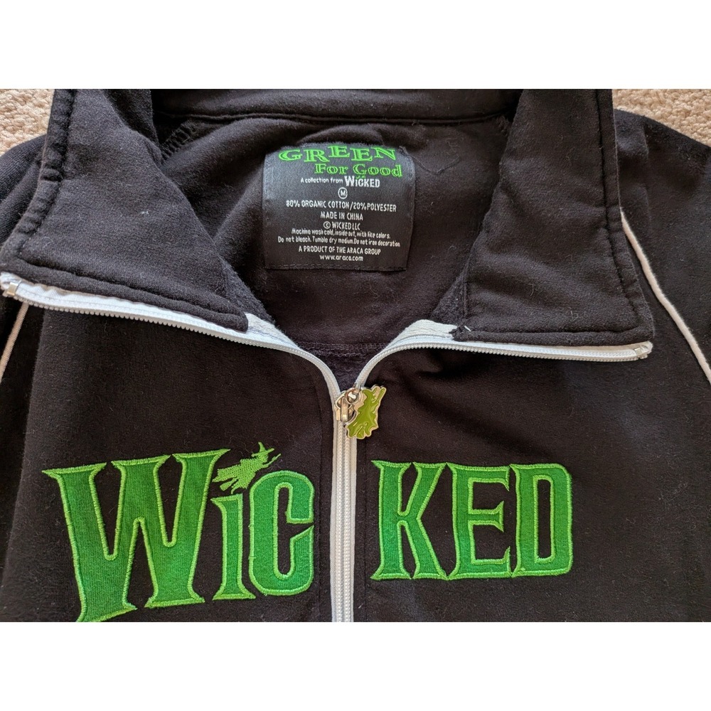 Wicked The Musical Broadway Track Jacket Full Zip Green For Good Elphaba Witch